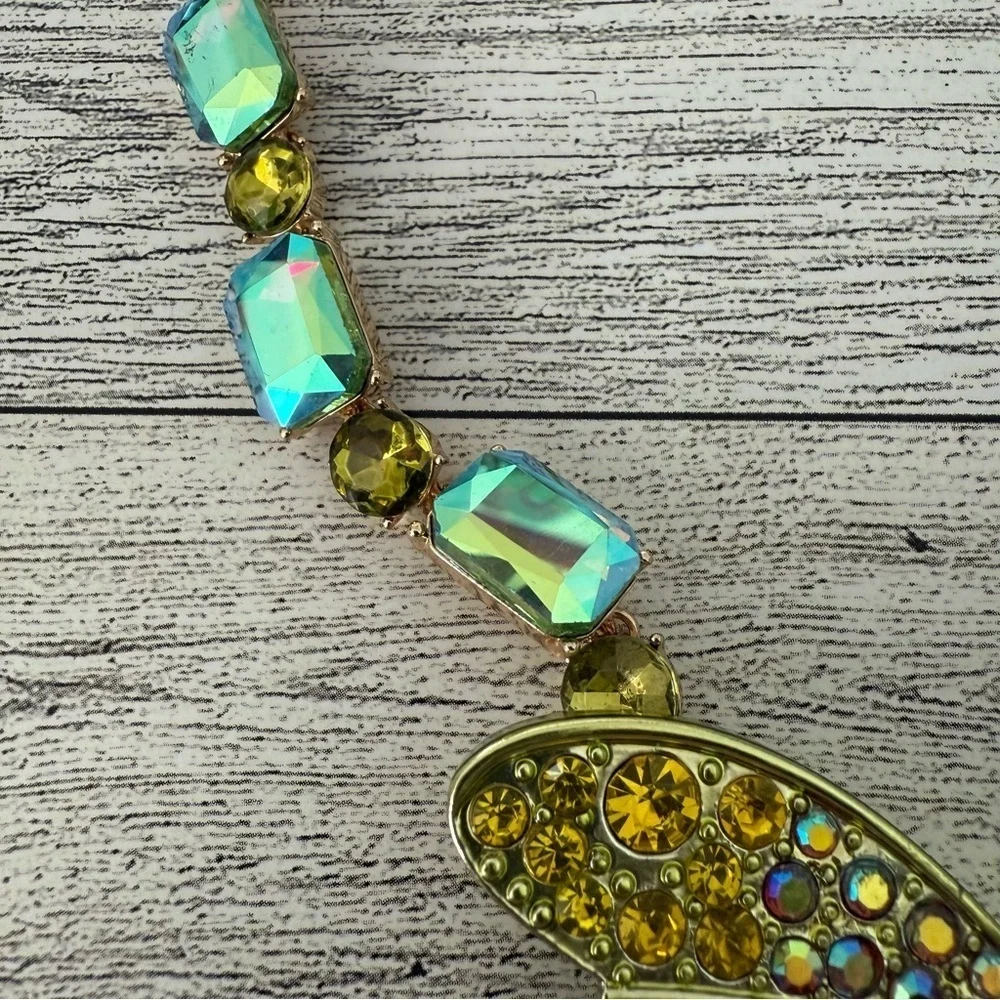 Betsey Johnson Butterfly Multicolored Crystal Necklace NWT